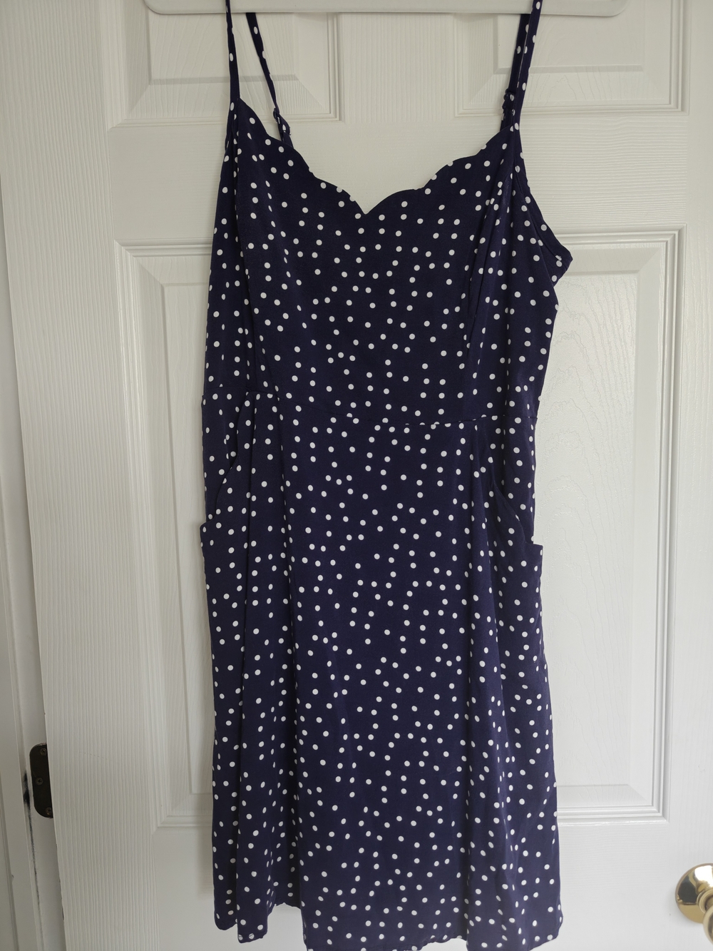 41 Hawthorn Navy and White Polka Dot Spaghetti-Strap Mini Dress